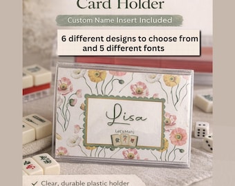 Personalized Mahjong Card Holder with Custom Name Insert – Floral Mahjong Accessories