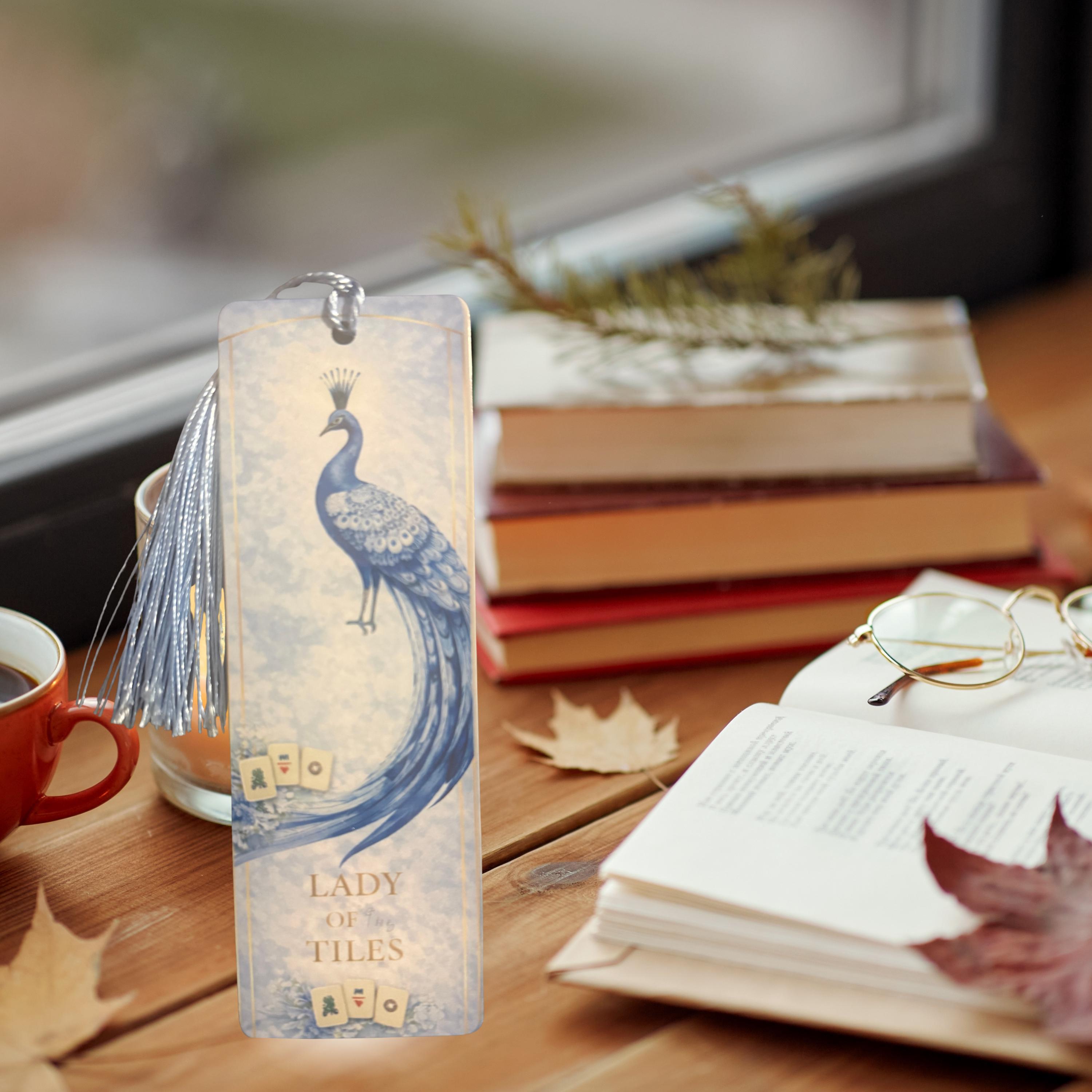 Peacock Mahjong Bookmark, Luxury Blue Accessory, Book Club Gift (2