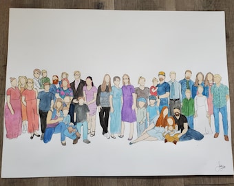 Hand-Painted Faceless Family Watercolor Portraits