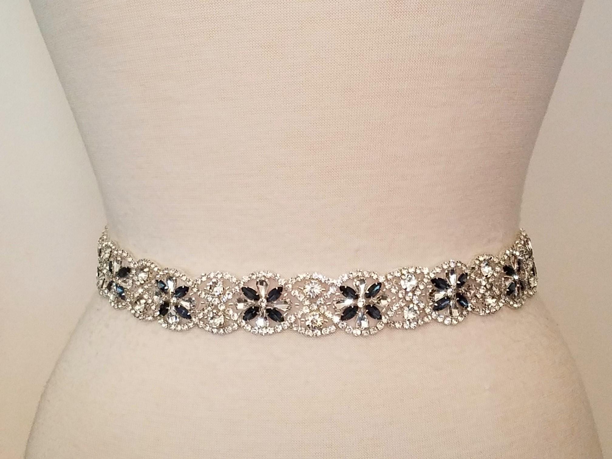 Stylish Navy Diamond Pattern Women\'s Belt Womens Diamante Belt Navy - Etsy UK main image 4