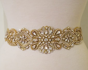 Vintage Elastic Belt With Overlapping Gold Tone Scales  display picture 2