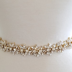 Cinturón nupcial de cristal color oro claro: cinturón nupcial con joyas, 45 cm (18 pulgadas)