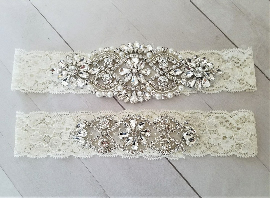 Wedding Garter, Bridal Garter Set Crystal Wedding Garter Set Etsy