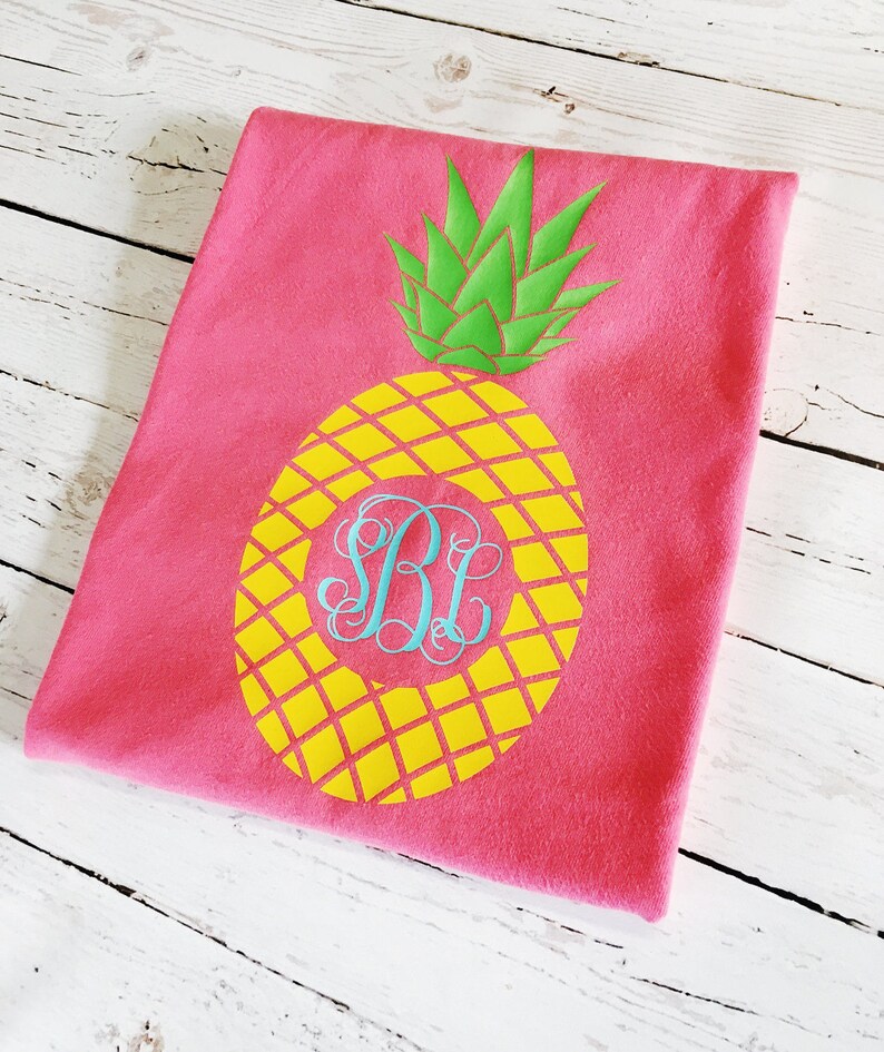Youth Comfort Color Shirt Pineapple Monogram Shirt Kid S Etsy