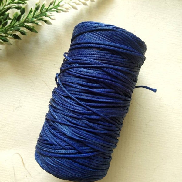 Blue Wax thread, Micro macrame wire, Dark blue cord, wax polyester threads. Macrame jewelry making. N38