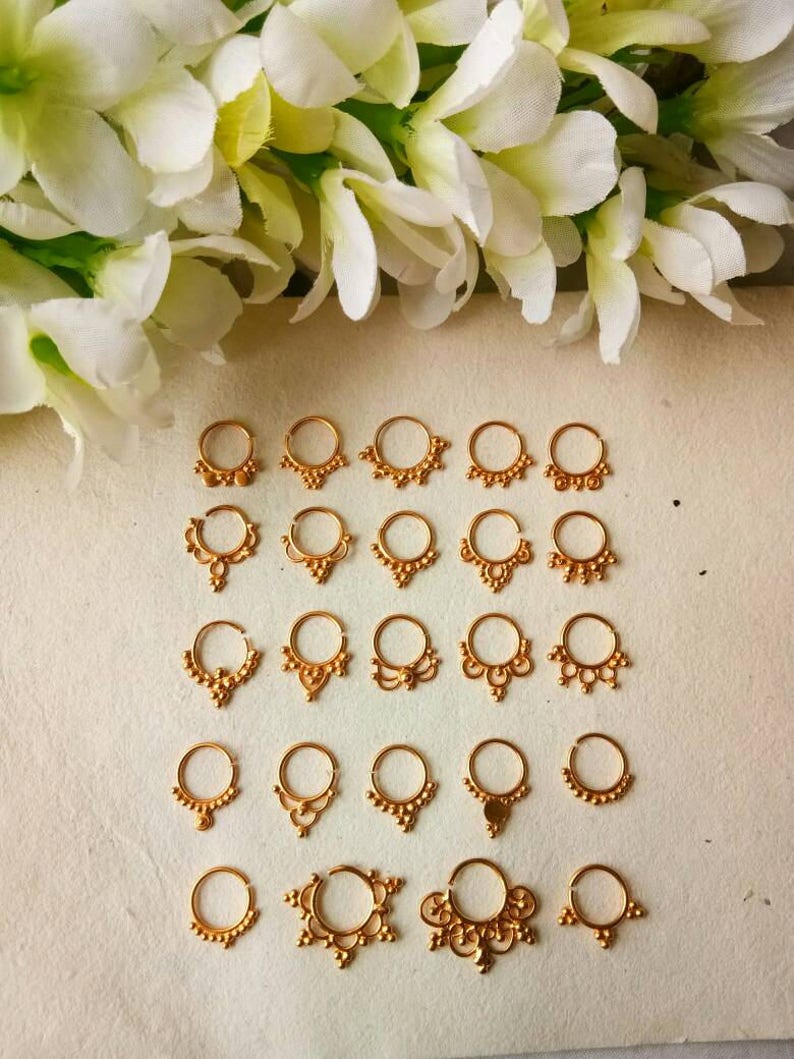 Tragus RG24 Handmade Helix 24 Designs Real Septum Ring piercing Septum Cuff Goldfilled real Septum Ring Septum Clip Cartilage