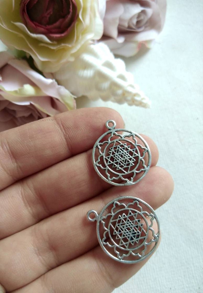 Sri yantra Brass Charms for macrame and jewelry making SC115