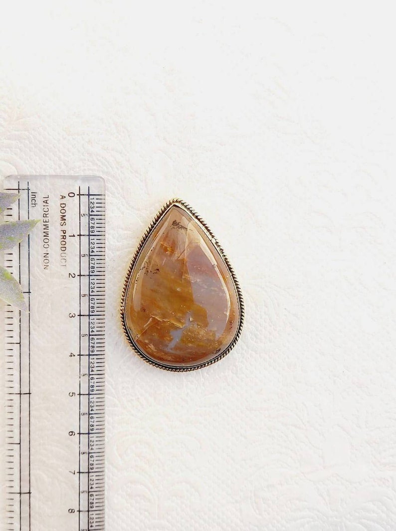 groove stone agate GS155.9 groove cabochon Grooved Agate cabochon Stone with brass frame for micro macrame jewelry