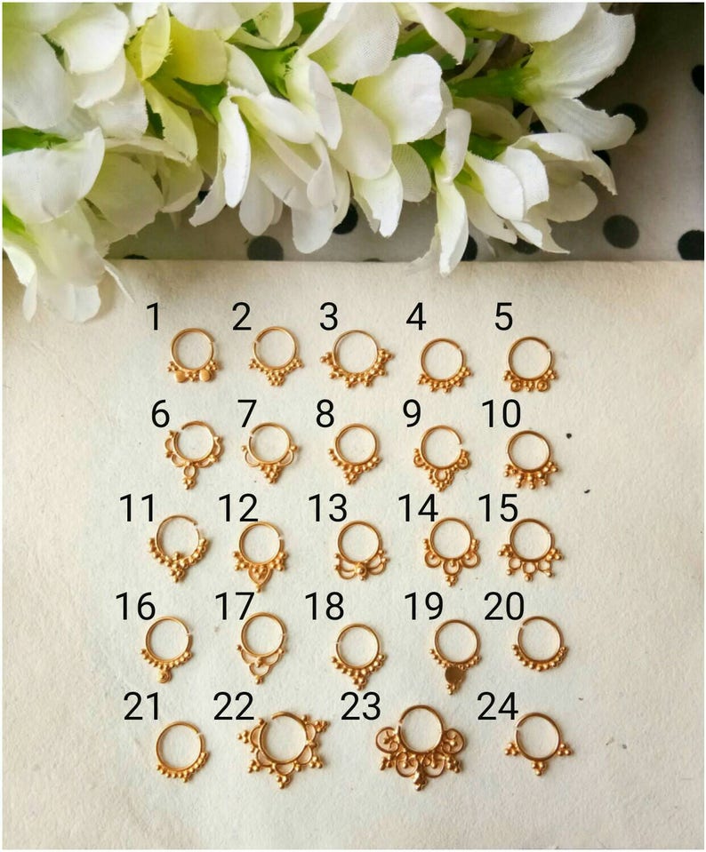 Tragus RG24 Handmade Helix 24 Designs Real Septum Ring piercing Septum Cuff Goldfilled real Septum Ring Septum Clip Cartilage