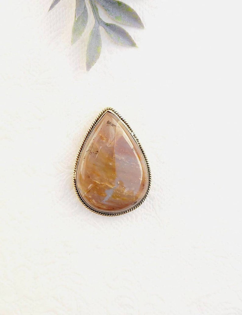 groove stone agate GS155.9 groove cabochon Grooved Agate cabochon Stone with brass frame for micro macrame jewelry