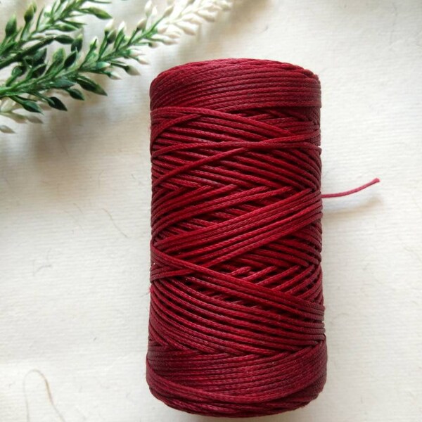 Maroon Wax thread for macrame, Micro macrame wire, Red cord, Macrame jewelry making. N37