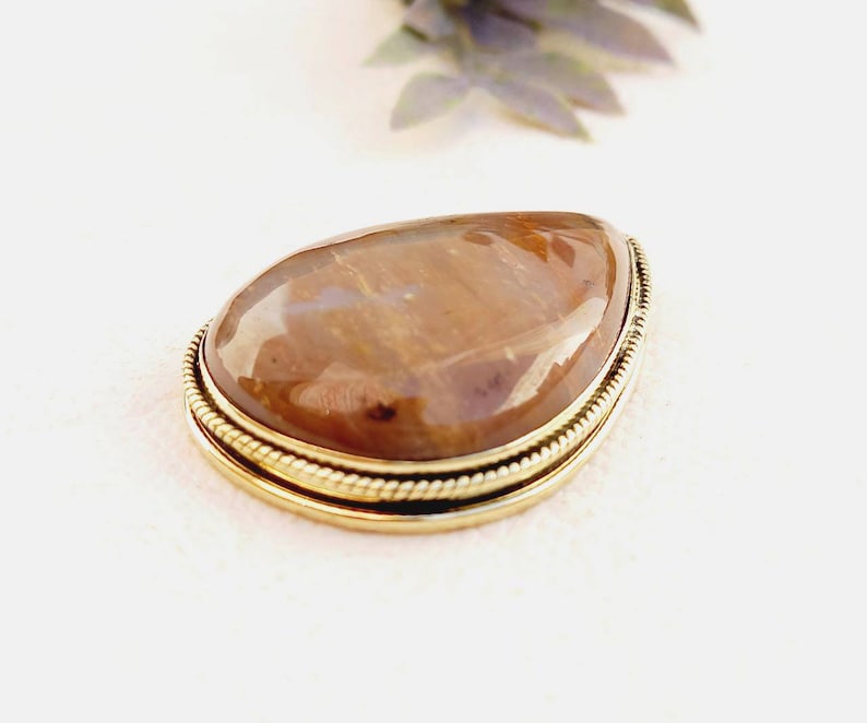 groove stone agate GS155.9 groove cabochon Grooved Agate cabochon Stone with brass frame for micro macrame jewelry