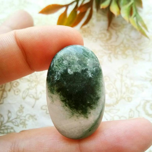 Moss Agate stone, Moss agate cabochons, oval agate, natural colors, Stones for making jewelry. Plain agate, Flat back Handmade cut. MA26