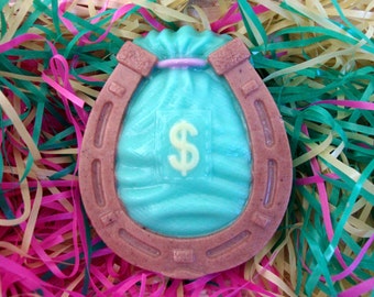 Hand made soap- Horseshoe with money bag, with perfume oil