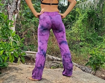 Flared Yoga Pants in Purple Haze Tye Dye by Lotus Tribe / Bell Bottom / Women's Yoga Clothing / Festival Clothing / Tie Dye Hippy Yoga Pants