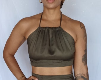Sage Halter Top: Adjustable Lyocell Sustainable Fabric - XS-XL