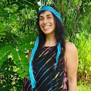 Cotton Hippie Boho Bandana head scarf with silver threads by Lotus Tribe lightweight cotton head wrap, square hippie bandana hair accessory