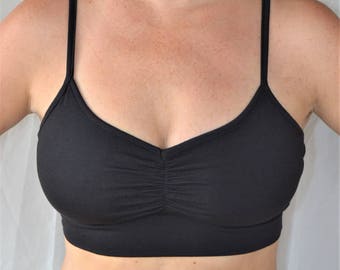 Bliss Bralette in ONYX by Lotus Tribe / Soft Fit Underband Flattering Style Super Comfy Breathable Natural Fiber Bra for Everyday Wear