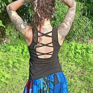 Vinyasa Tank in Onyx by Lotus Tribe with built in bra perfect Yoga Top, Gym Wear, Women&#39;s Tank with bra  made of stretchy breathable cotton