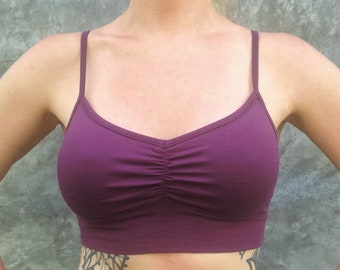 Bliss Bralette in PLUM by Lotus Tribe / Soft Fit Underband Flattering Style Extra Comfy Breathable Natural Fiber Bra for the Nature Lover