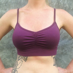 Bliss Bralette in PLUM by Lotus Tribe / Soft Fit Underband Flattering Style Extra Comfy Breathable Natural Fiber Bra for the Nature Lover