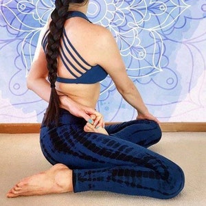 Midnight Tie Dye Yoga Pants by Lotus Tribe / Natural Fiber Yoga Pants/ Eco Yoga Wear / Festival Wear / Cotton Legging /Tie Dye Gym Clothing image 3