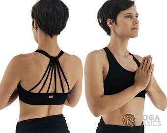 Shakti Sports Bra in Onyx by Lotus Tribe / Black Yoga Bra / Yoga Top / Fitness Clothing / Black Bra / Sports Bra / Cotton Bra / Festival Top