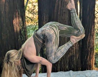 Jasper Tie Dye Yoga Pants, Fold-Over or High Waist Tie Dyed Cotton Leggings