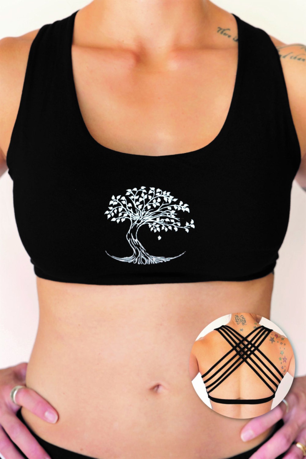 Dakini Bra in Onyx by Lotus Tribe Clothing is a Soft Fitting Style With  Light Support. A Cute, Breathable Natural Fiber Bra or Festival Top 