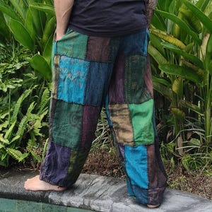 Patchwork Cotton Jogger Pants: Handmade Gender Neutral Hippie Style image 13
