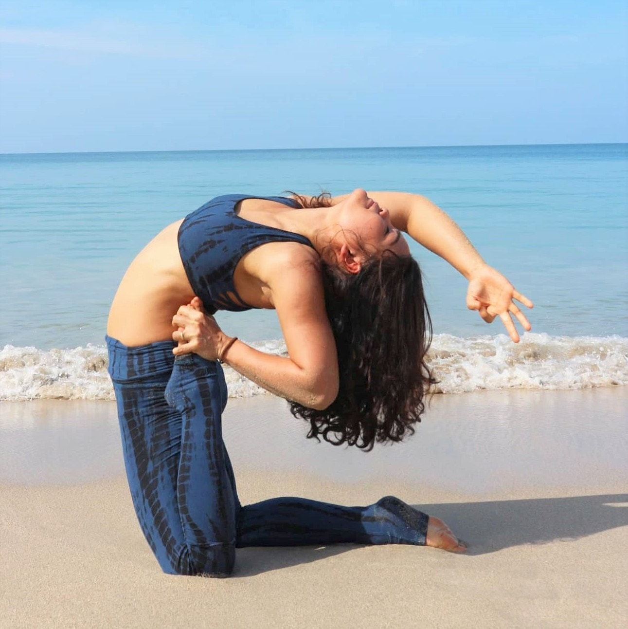 2 Piece Outfit in MIDNIGHT tie dye by Lotus Tribe -includes one Baru Sports Bra & one Yoga Pants with fold top in stretchy breathable cotton