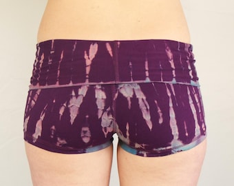 Yoga Shorts in Amethyst Tie Dye / Yoga / Tie Dye / Women&#39;s Yoga Shorts /Tie Dye Yoga Shorts /Festival Shorts / Boho Clothes / Booty Shorts