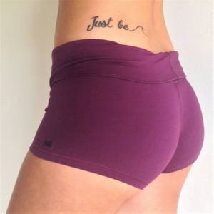 Yoga Shorts in Plum by Lotus Tribe Clothing /Yoga/Purple Yoga Shorts /Womens Shorts/Cotton Yoga Shorts /Yoga/Womens Gym Shorts /Fitness/Yoga