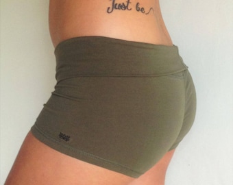 Yoga Shorts in Sage by Lotus Tribe Clothing /Yoga/ Green Yoga Shorts /Womens Yoga Shorts / Cotton Shorts / Booty Shorts /Yoga/ Fitness/Yoga