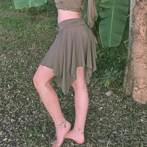 Pixie Skirt 2.0 in Rust by Lotus Tribe has adjustable fold top waist band-Revised design-more points-now available in two sizes. Fits XS-XXL Sage