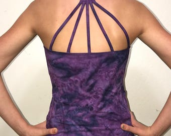 Purple Haze Shanti Tank with Built-In-Bra, Women's Cotton Tie Dye Tank Top