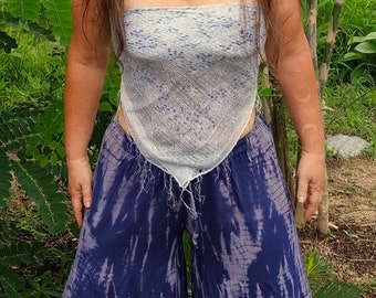 Cotton Gauze Boho Bandana Head Scarf with Silver Threads - 38" Square Head Wrap