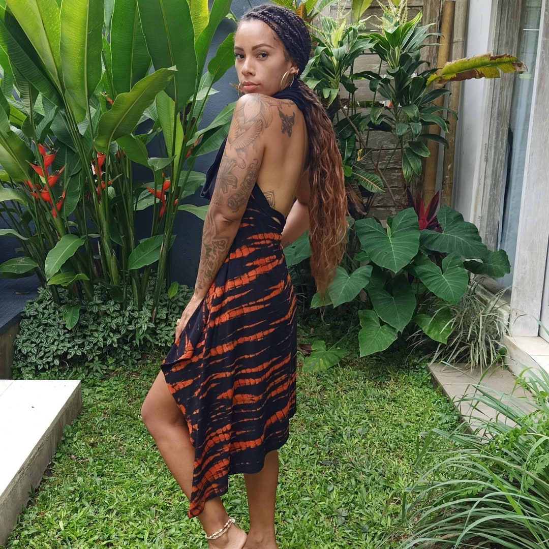 Fire Tie Dye Wrap Dress: Backless Rayon Vest - Stretchy Summer Clothing ...