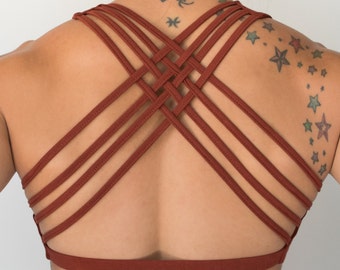 Rust Baru Sports Bra by Lotus Tribe /  Sports Bra/ Gym Bra / Active Wear / Festival Clothes / Boho Top / Strappy Bra / Cotton Bra / Yoga Bra