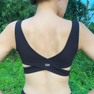 Dakini Bra in Onyx by Lotus Tribe Clothing is a soft fitting style with light support. A cute, breathable natural fiber bra or festival top image 2