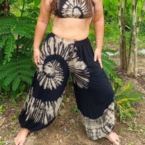 Black Swirl Tie Dye Harem Pants: Silky Rayon Baggy Joggers - Etsy
