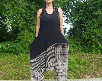 Tie Dye Jumpsuit by Lotus Tribe 100% Rayon hippy style baggy overalls, tie dye dungarees one size fits most. Fun fashion for feisty folks