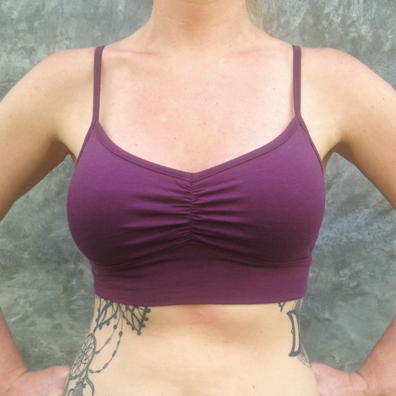 Bliss Bralette in PLUM by Lotus Tribe / Soft Fit Underband Flattering Style  Extra Comfy Breathable Natural Fiber Bra for the Nature Lover 