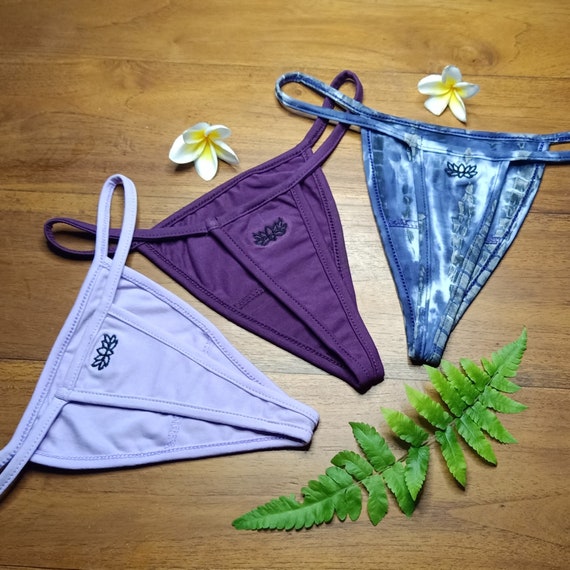 3 Pack Purple Lover Thong Undies by Lotus Tribe Breathable Natural Cotton  Women's G-string Gift Set 1 Lavender 1 Plum & 1 Wildflower Tie Dye -   Canada