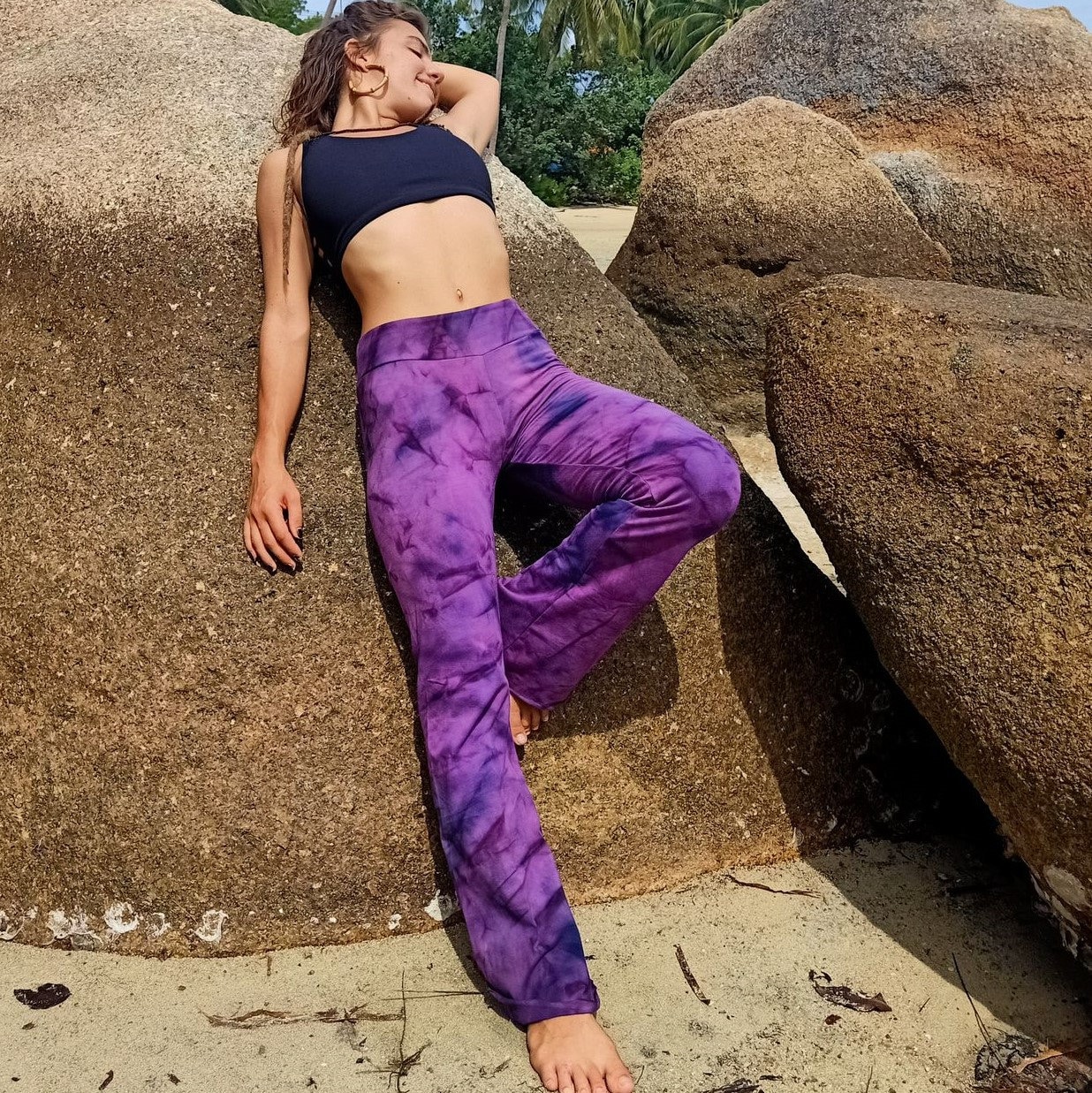 Flared Yoga Pants is Purple Haze by Lotus Tribe / Bell Bottom Etsy