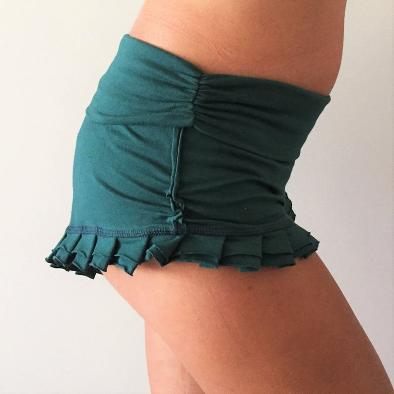 Ruffle Yoga Short in Forest Green/Green Yoga Shorts/Yoga Etsy