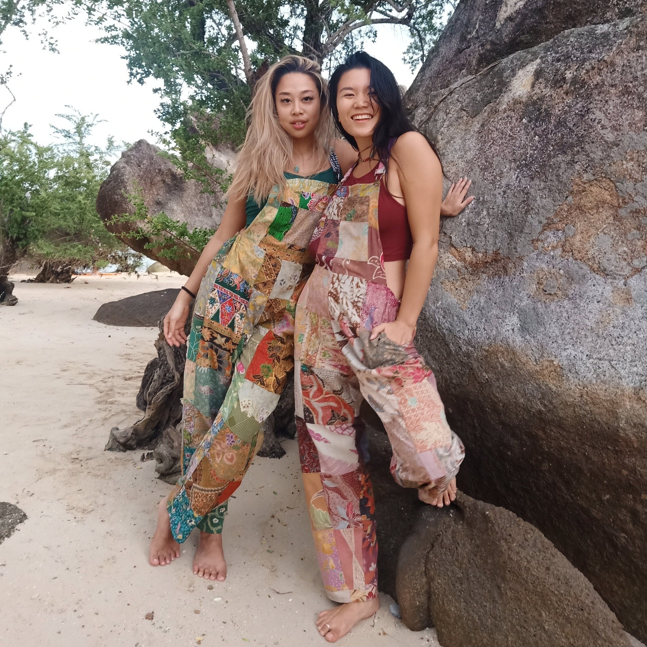 Patchwork Overalls by Lotus Tribe each one unique hippy style dungarees 100% cotton overall with adjustable buckle straps. HAND WASH ONLY!!!