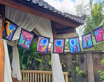 Batik Goddess Flags Set: Handmade Rayon Home Decor by Lotus Tribe
