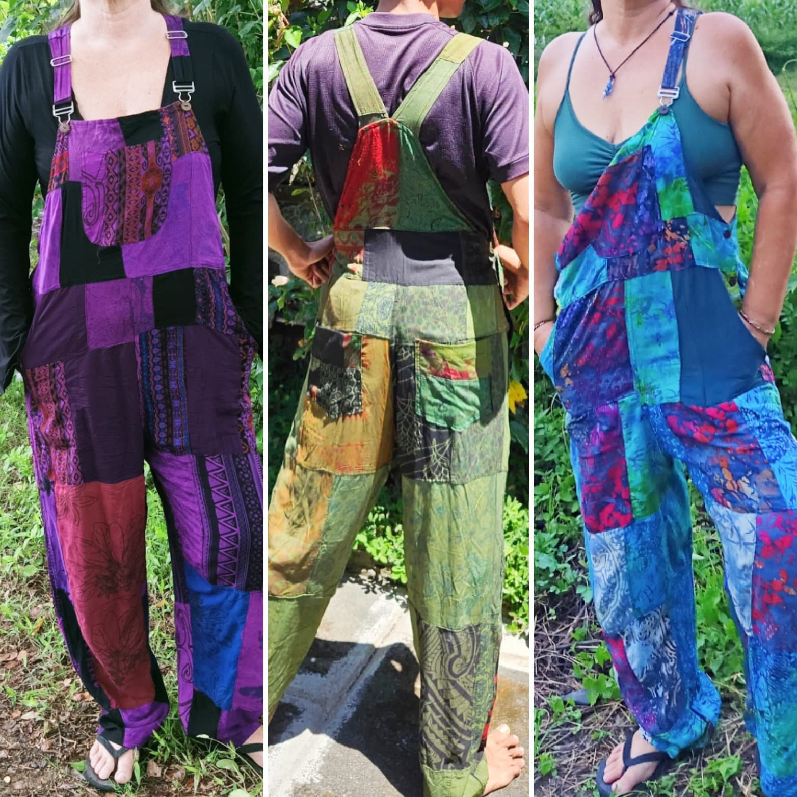 Patchwork Overalls by Lotus Tribe 100% Rayon Hippy Style