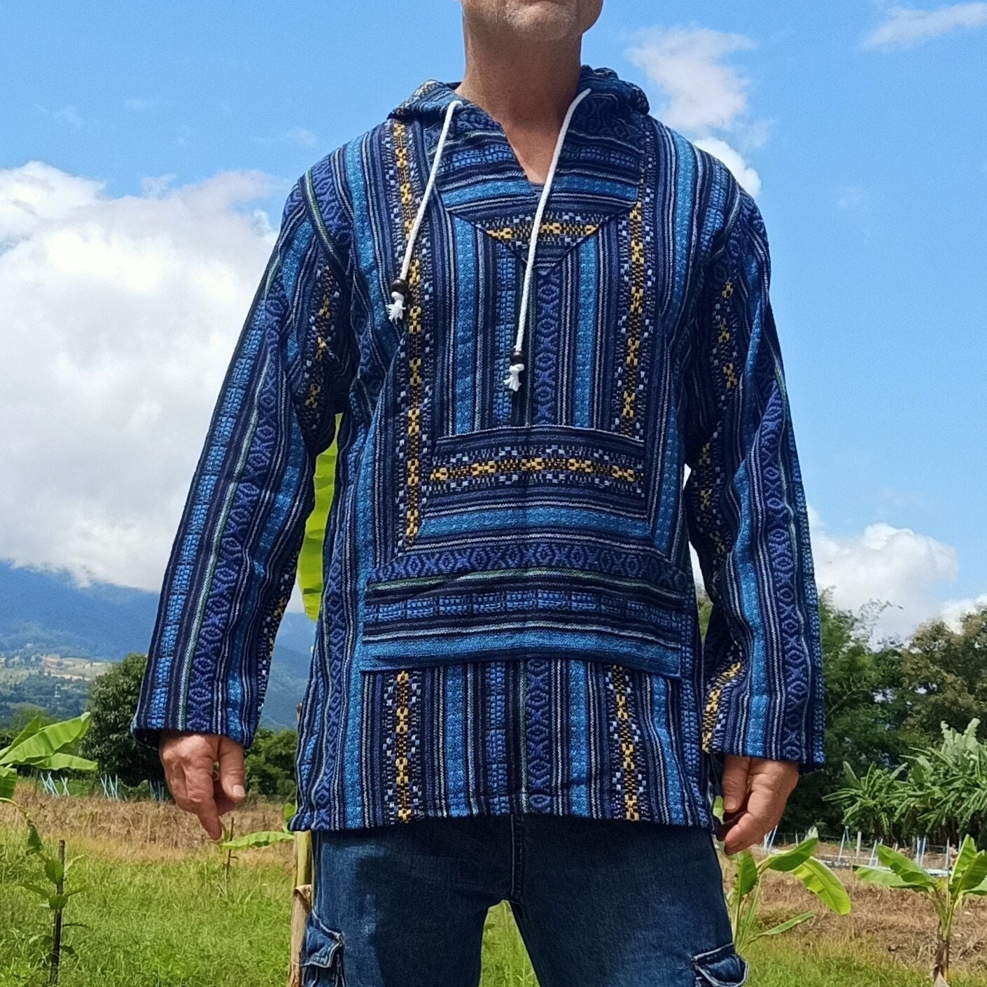 ジャケット・アウター 70s Mexican rug hoodie jacket Original VINTAGE 70s 80s MEXICAN BLANKET HOODIE RUG JACKET